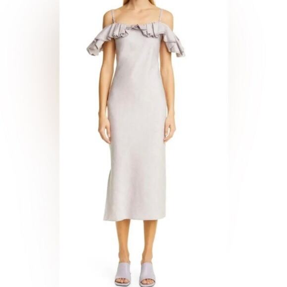Jacquemus linen purple midi dress size 6